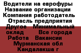 Водители на еврофуры › Название организации ­ Компания-работодатель › Отрасль предприятия ­ Другое › Минимальный оклад ­ 1 - Все города Работа » Вакансии   . Мурманская обл.,Кандалакша г.